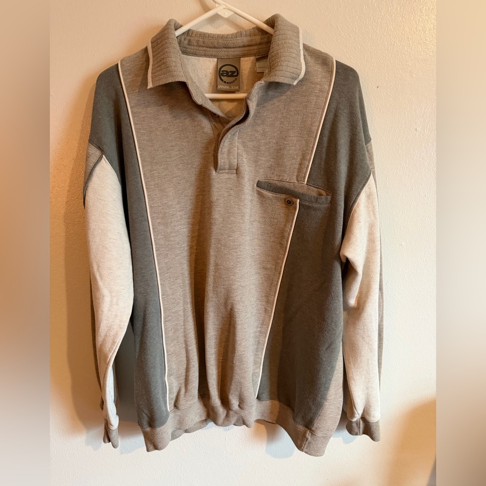 Men's Gray and Cream Sweater